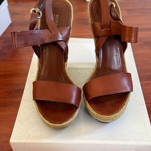 Marco Santi Brown Leather Wedge Sandals